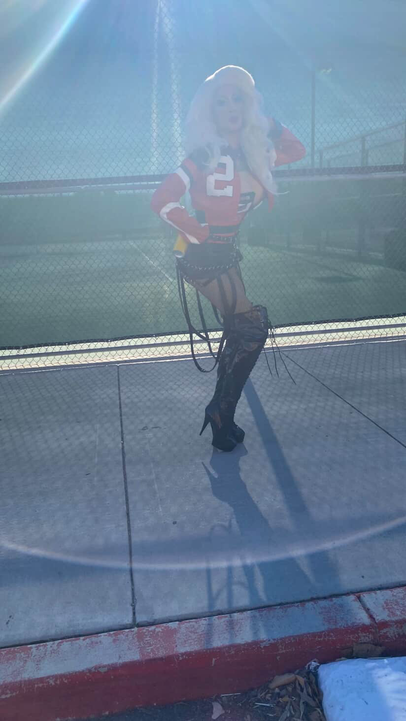 model posing outside CCA